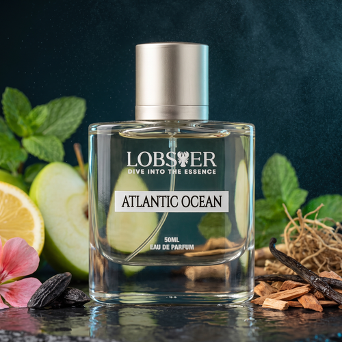 Lobster Atlantic Ocean 50ml eau de parfum with mint, green apple, lemon, tonka bean, vanilla, cedarwood and vetiver